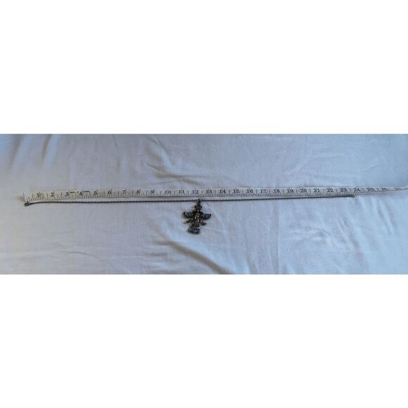 Faux Silver and Turquoise Kochina Dancer Pendent Chain Necklace 23 Inches, Long - Picture 3 of 5